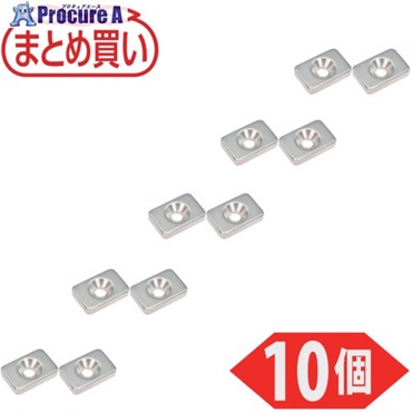 TRUSCO まとめ買い ネオジム角形磁石 皿ねじ穴付 15mmX10mmX3mm M3 10個入 T15K03-M3-10P  1パック ▼698-0035
