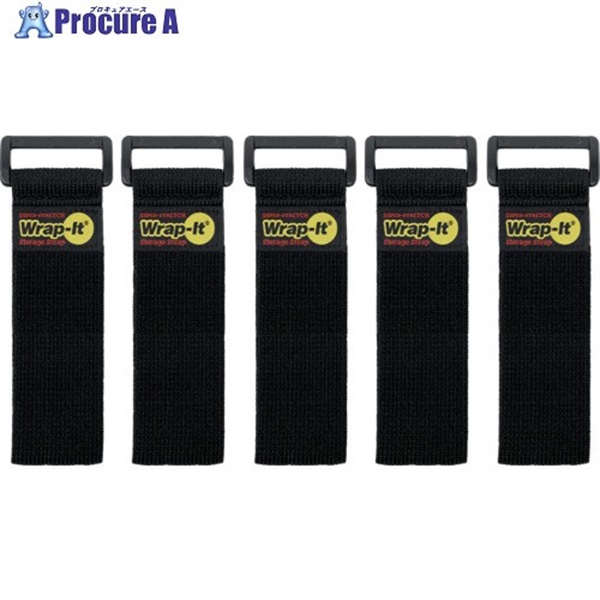 WrapーIt 配線コード用伸縮性収納ストラップ 9インチ 黒 705-09B  1S ▼708-6506