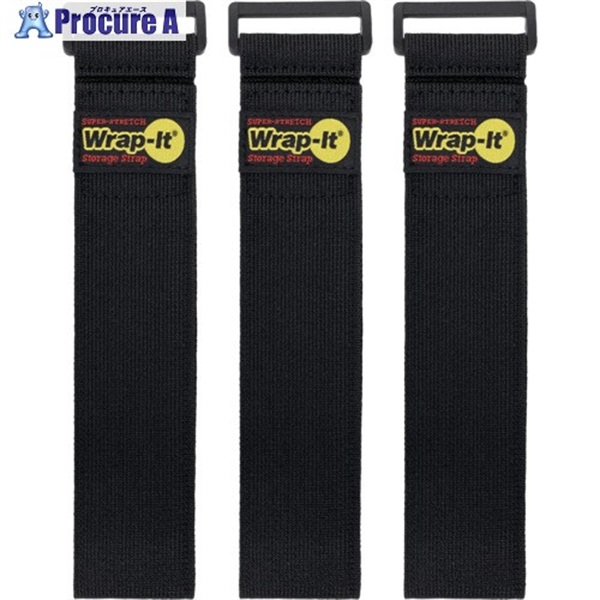 WrapーIt 配線コード用伸縮性収納ストラップ 18インチ 黒 703-18B  1S ▼708-6510