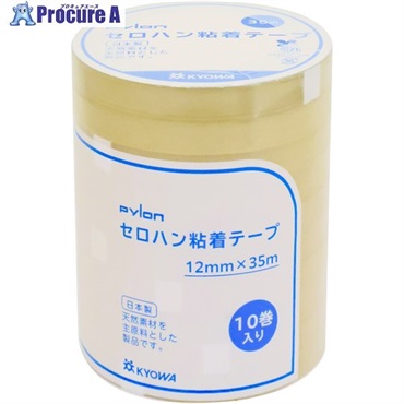 パイロン セロハン粘着テープ 10巻シュリンク 12×35m HC-080-A  1パック ▼733-4525