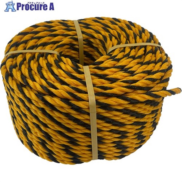 緑十字 トラロープ(標識ロープ) 黄/黒 9mmΦ×100m ポリエチレン 285005  1巻 ▼693-3454