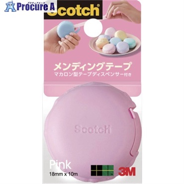 3M スコッチ メンディングテープ マカロン型テープディスペンサー付き 810 ピンク MCR-PK 810 MCR-PK  1パック ▼709-5691