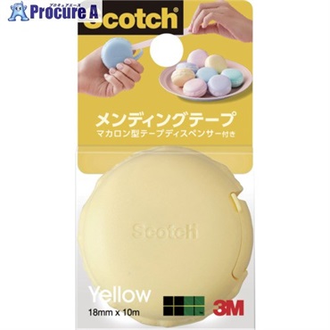 3M スコッチ メンディングテープ マカロン型テープディスペンサー付き 810 イエロー MCR-YL 810 MCR-YL  1パック ▼709-5696