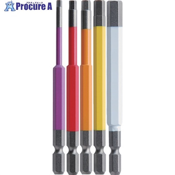 アネックス 六角レンチカラービット 5本組 全長100mm ACHX5-100L  1S ▼719-1736