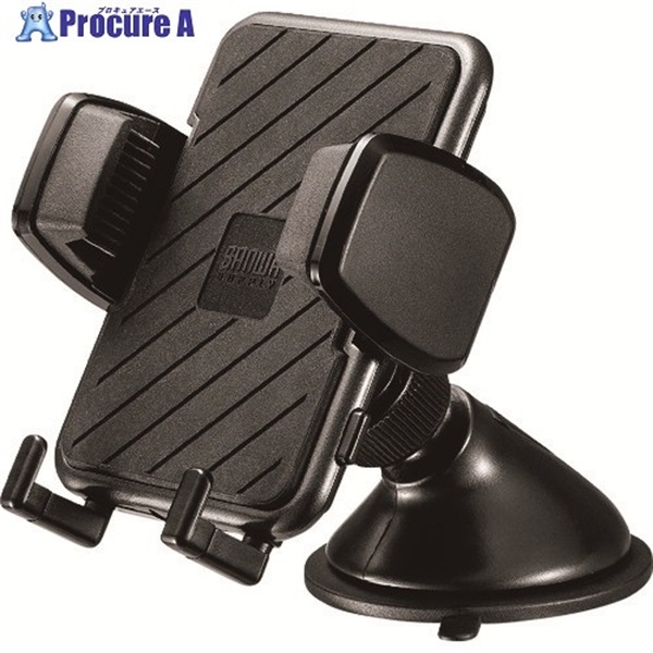 SANWA スマートフォン用車載ホルダー(手帳型ケース対応・オンダッシュタイプ) CAR-HLD11BK  1個 ▼202-1197