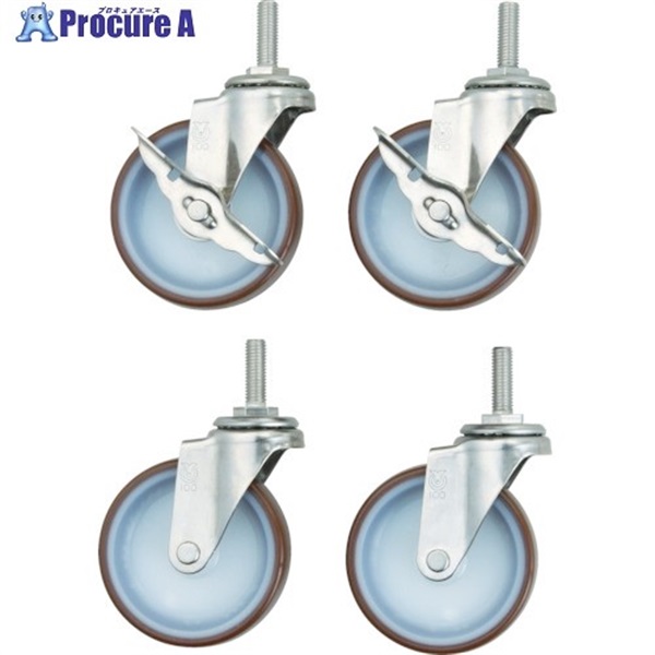 TRUSCO ステンレスワゴン クリーンラビット Φ100ナイロンウレタン車輪セット SUS金具 CRB-SU100SET  1S  トラスコ中山(株)
