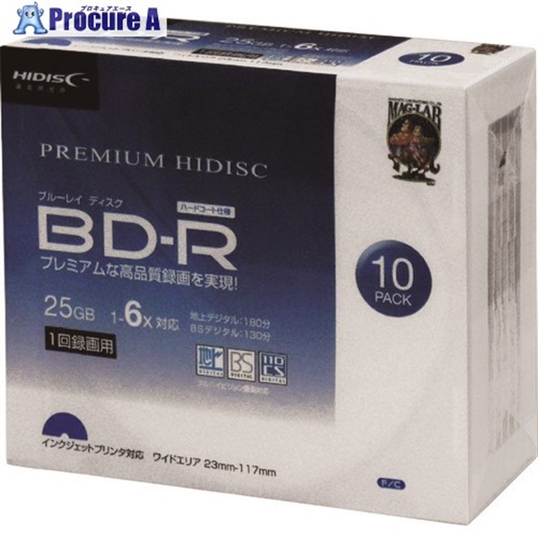 ハイディスク BD-R 10枚パック HDVBR25RP10SC  1パック  (株)磁気研究所 ▼208-0142