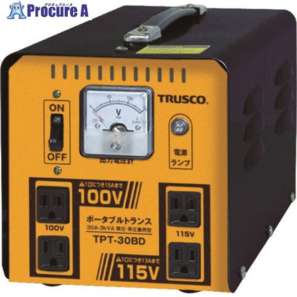 TRUSCO ポータブルトランス 30A 3kVA 降圧・昇圧兼用型 TPT-30BD 1台
